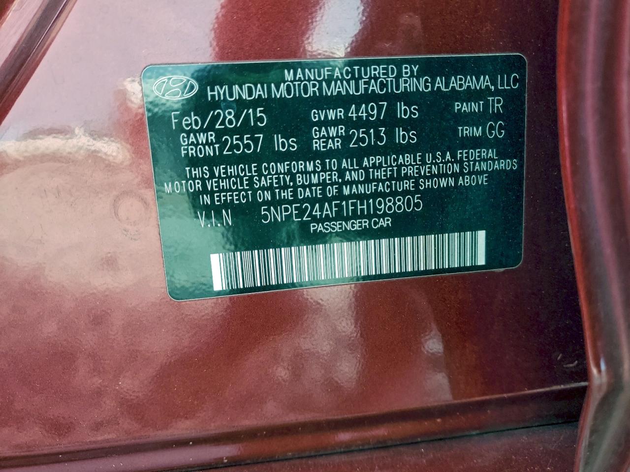 2015 HYUNDAI SONATA photo 12
