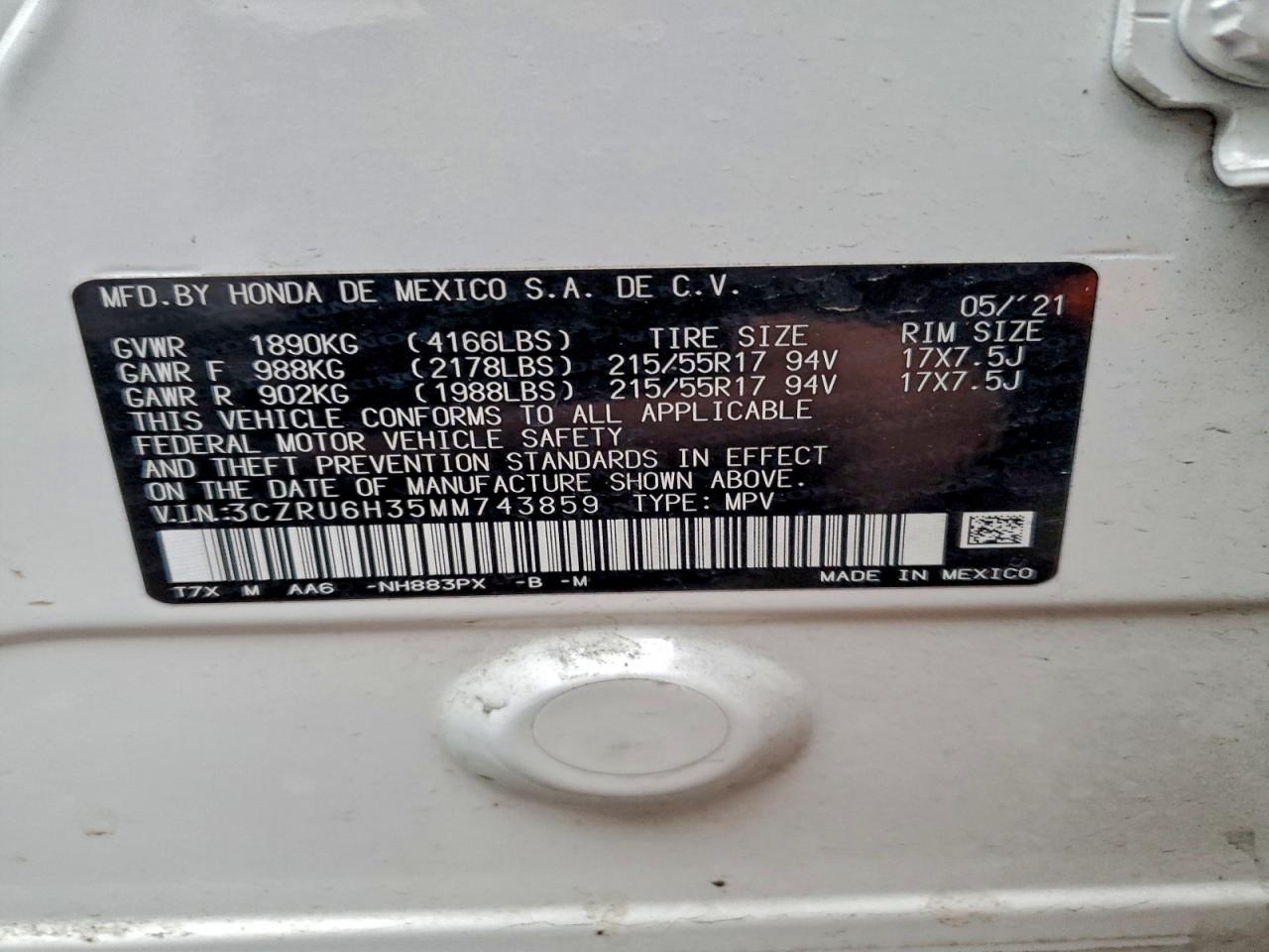 2021 HONDA HR-V LX photo 13