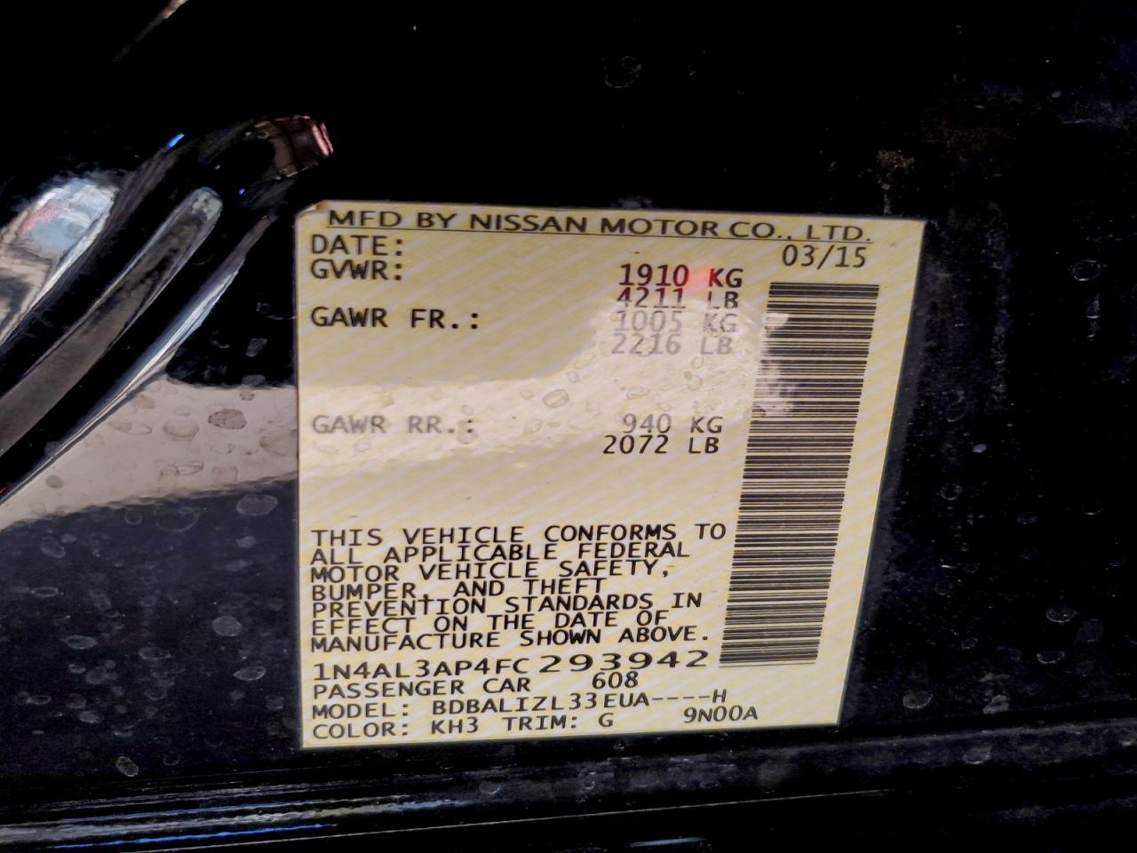2015 NISSAN ALTIMA 2.5 photo 12