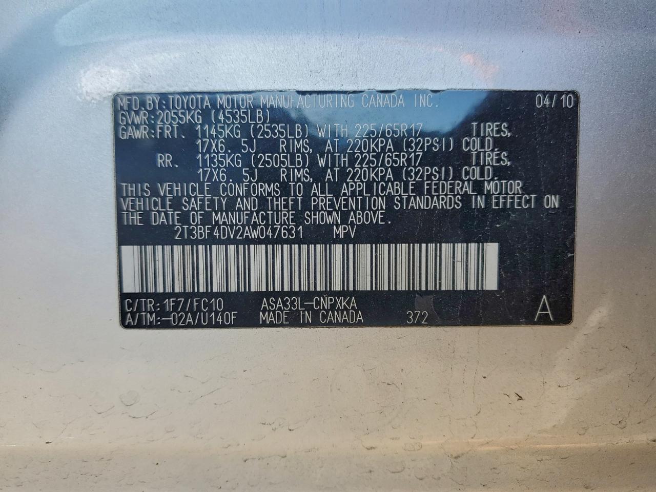 2010 TOYOTA RAV4 photo 12