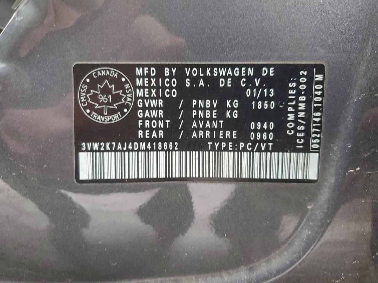 2013 VOLKSWAGEN JETTA BASE photo 12