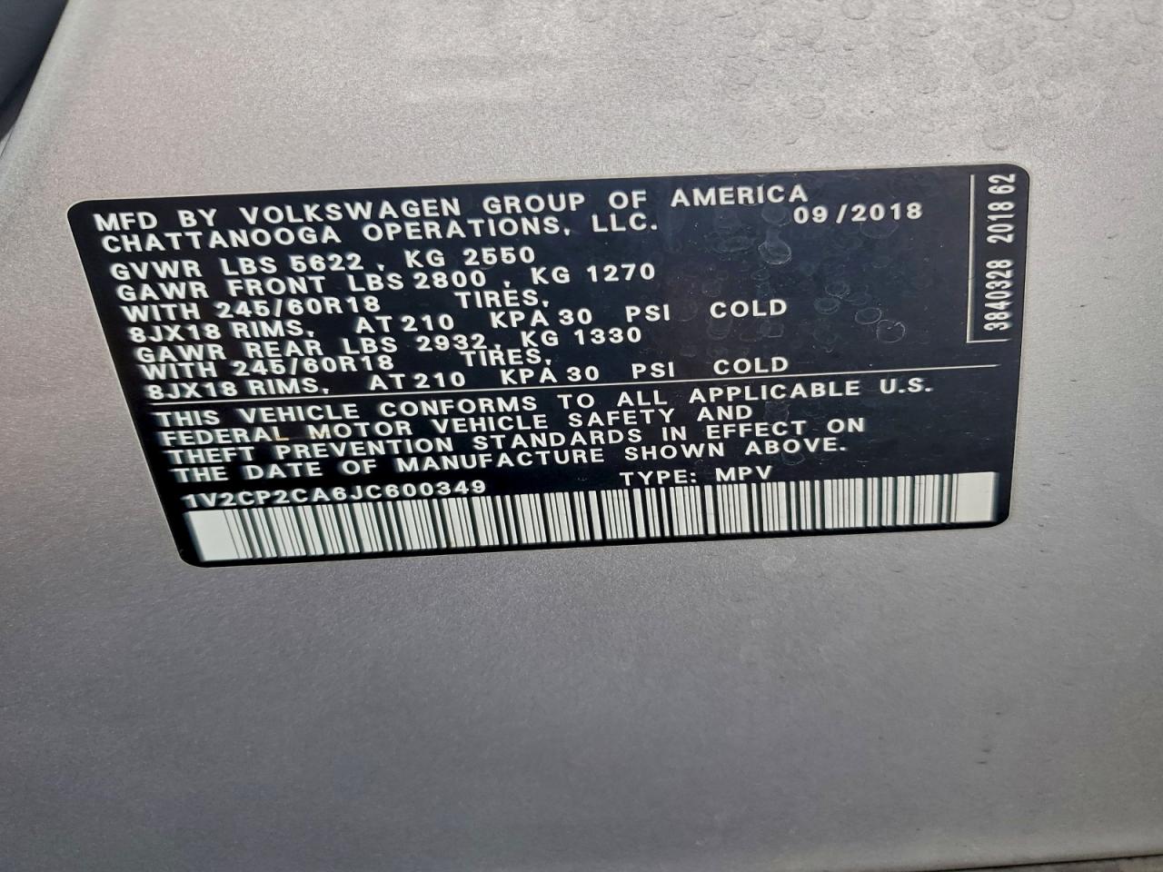 2018 VOLKSWAGEN ATLAS SE photo 37