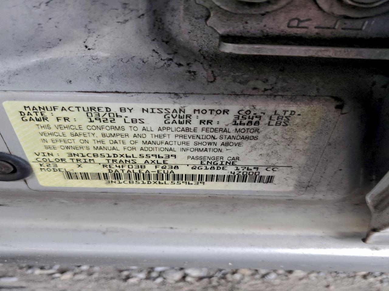2006 NISSAN SENTRA 1.8 photo 23