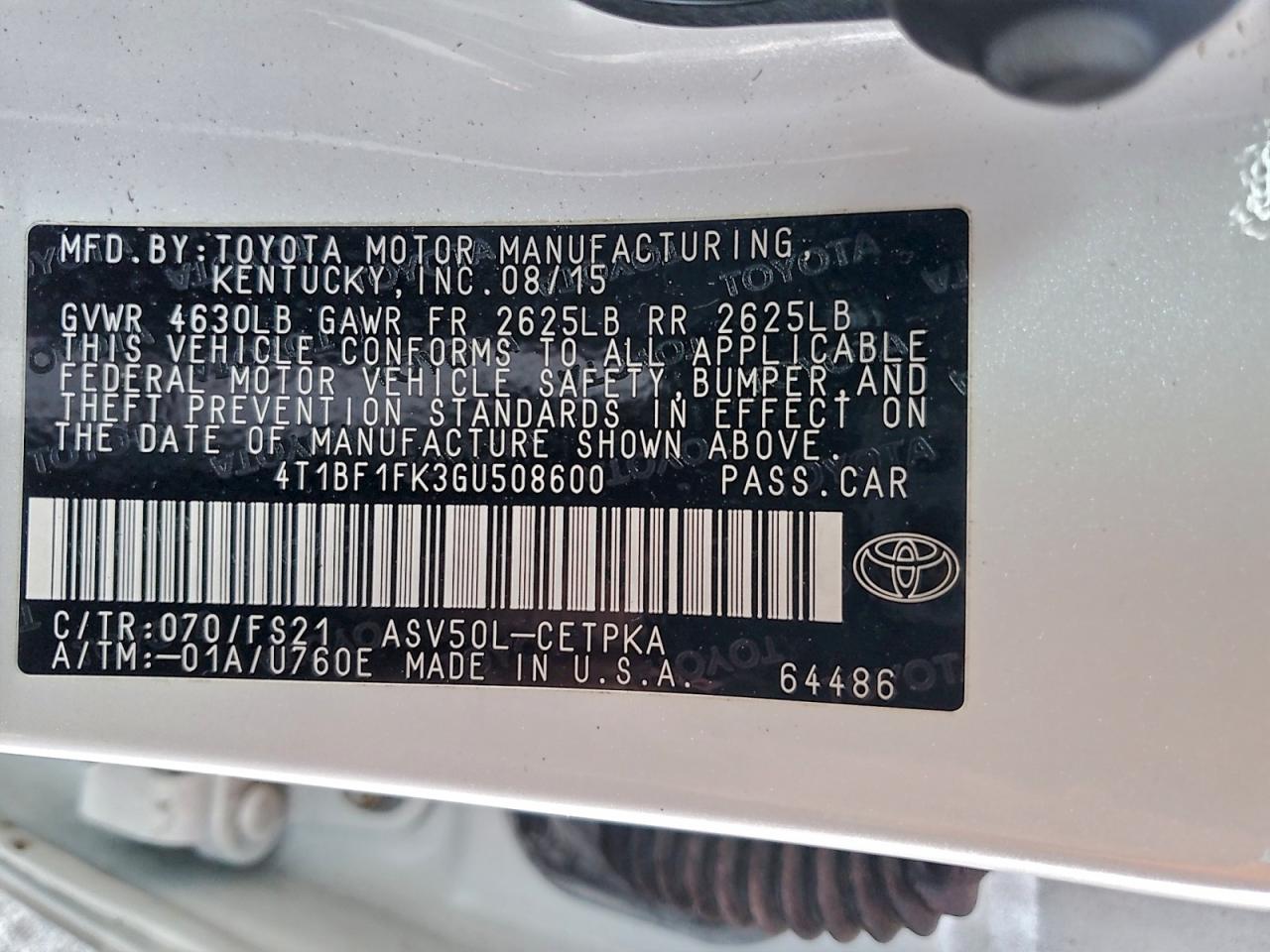 2016 TOYOTA CAMRY LE photo 13