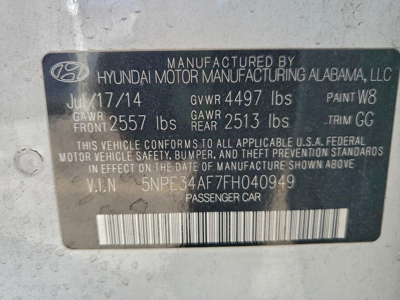 2015 HYUNDAI SONATA SPORT photo 13