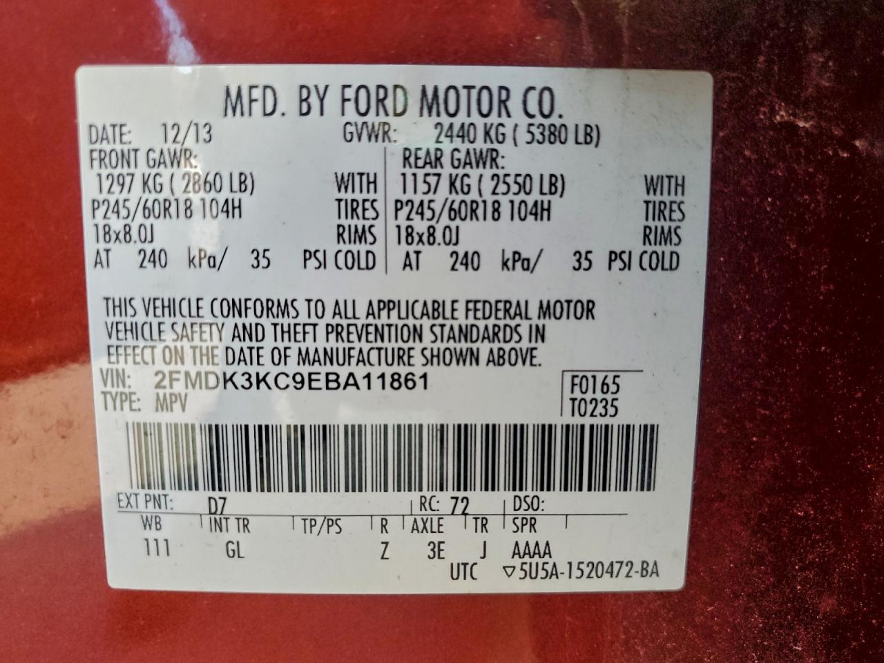 2014 FORD EDGE LIMITED photo 13