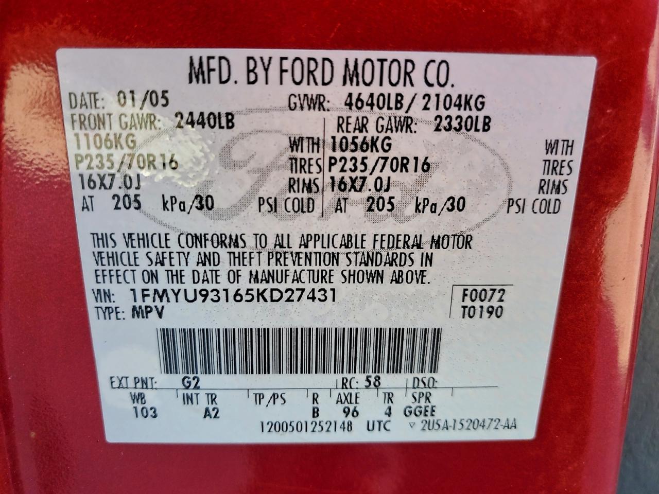 2005 FORD ESCAPE XLT photo 13