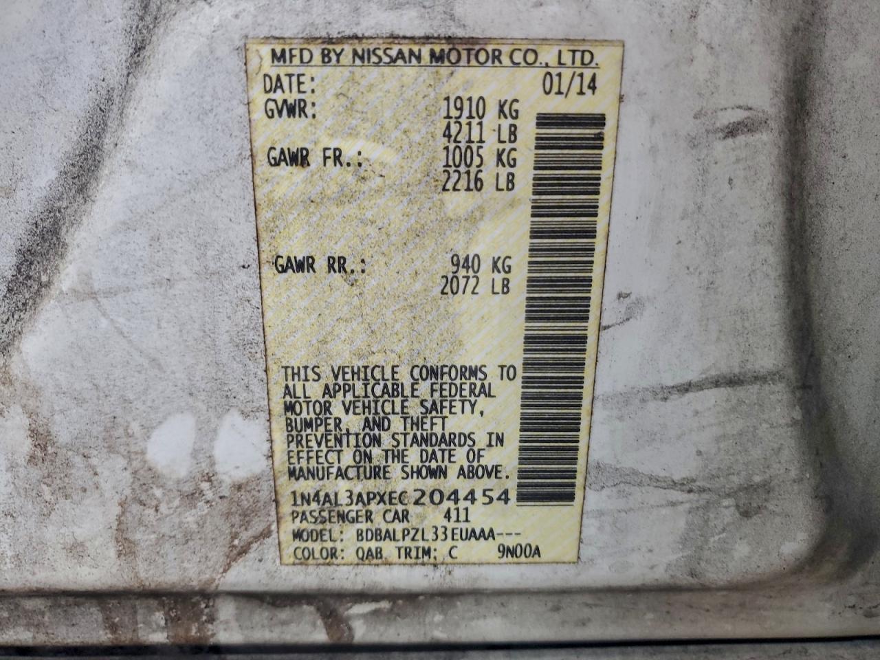 2014 NISSAN ALTIMA 2.5 photo 13