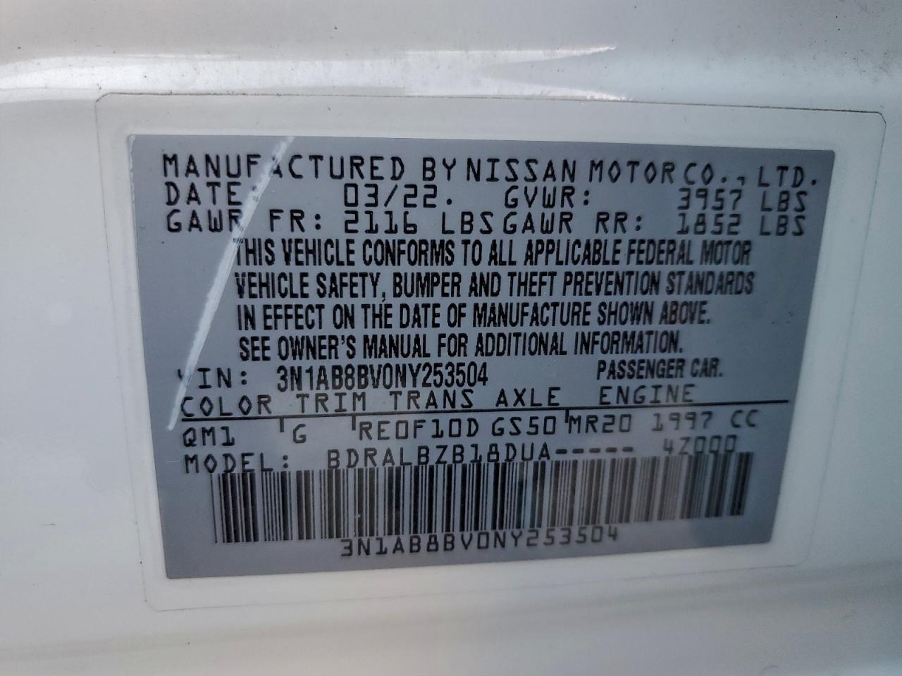 2022 NISSAN SENTRA S photo 12