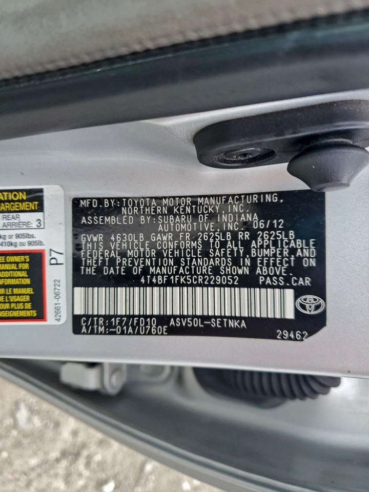 2012 TOYOTA CAMRY BASE photo 12