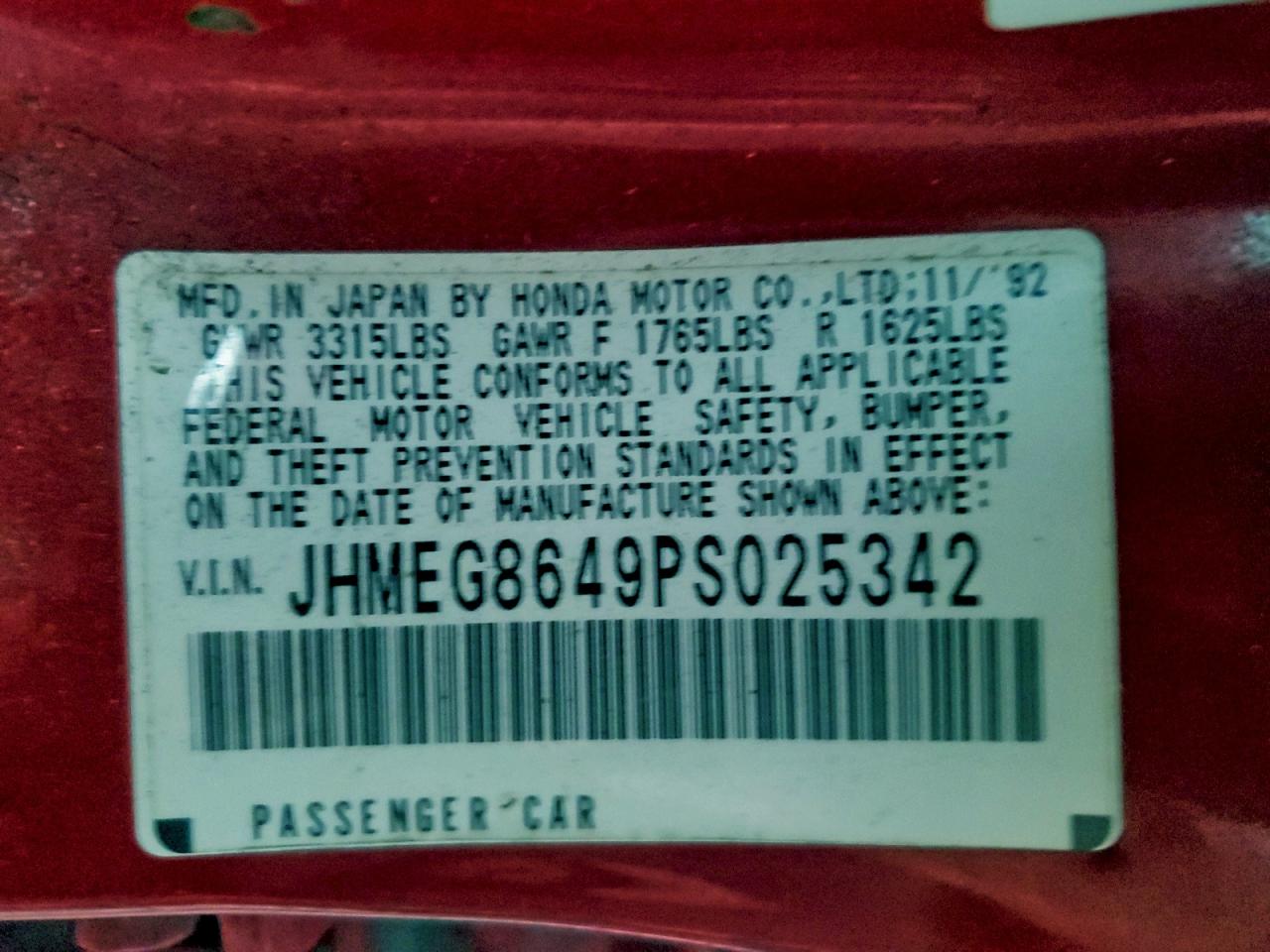 1993 HONDA CIVIC DX photo 12