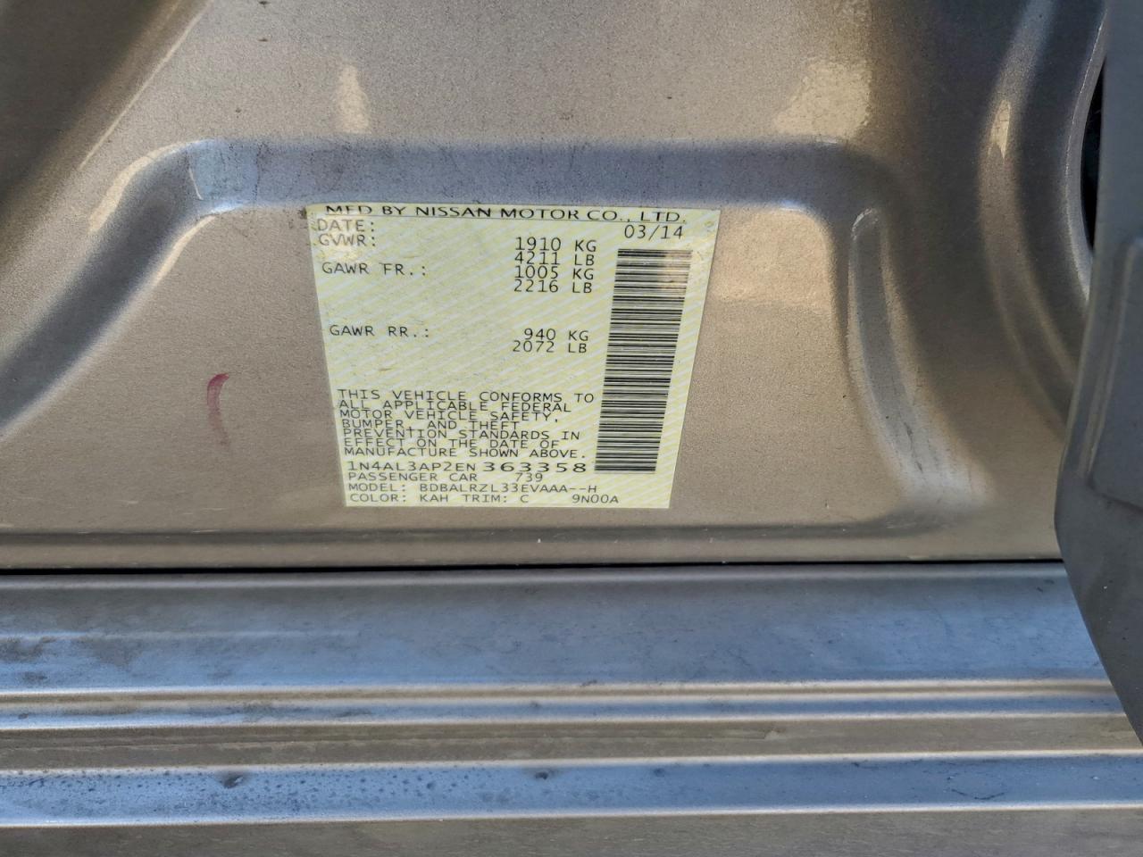 2014 NISSAN ALTIMA 2.5 photo 12