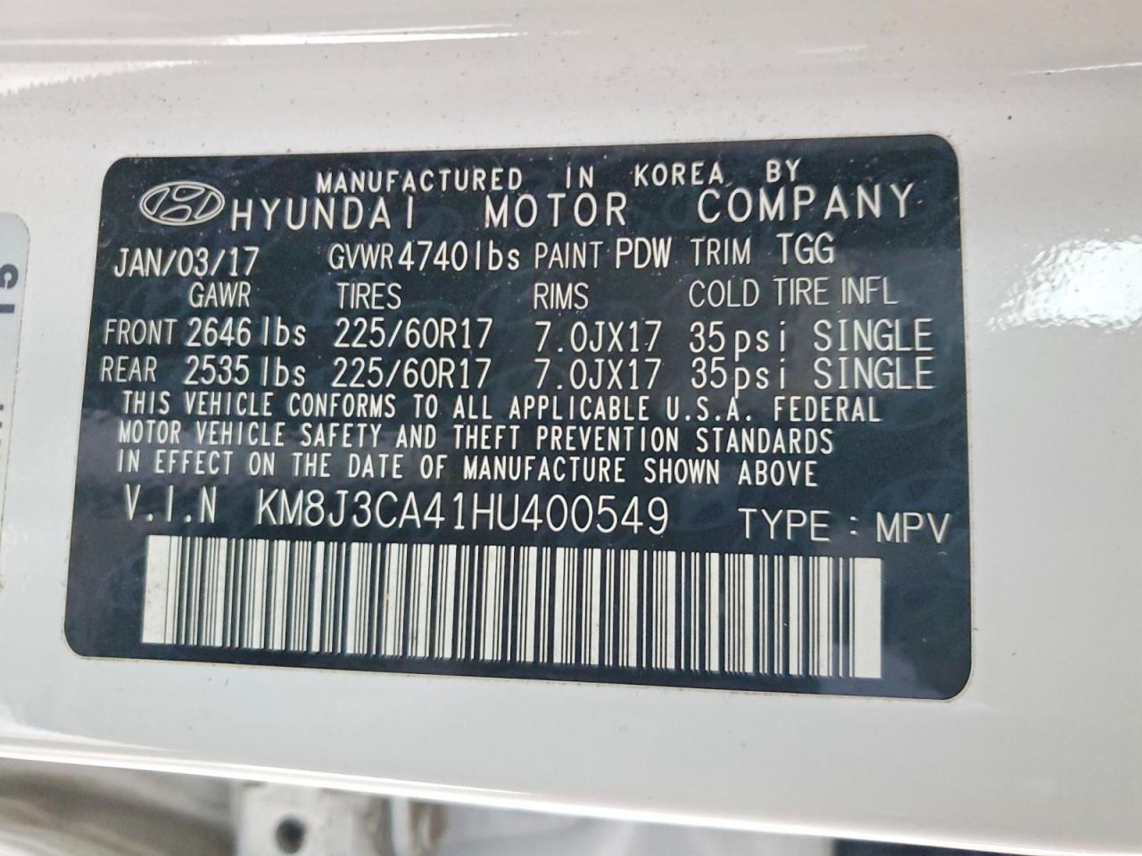 2017 HYUNDAI TUCSON LIMITED photo 13