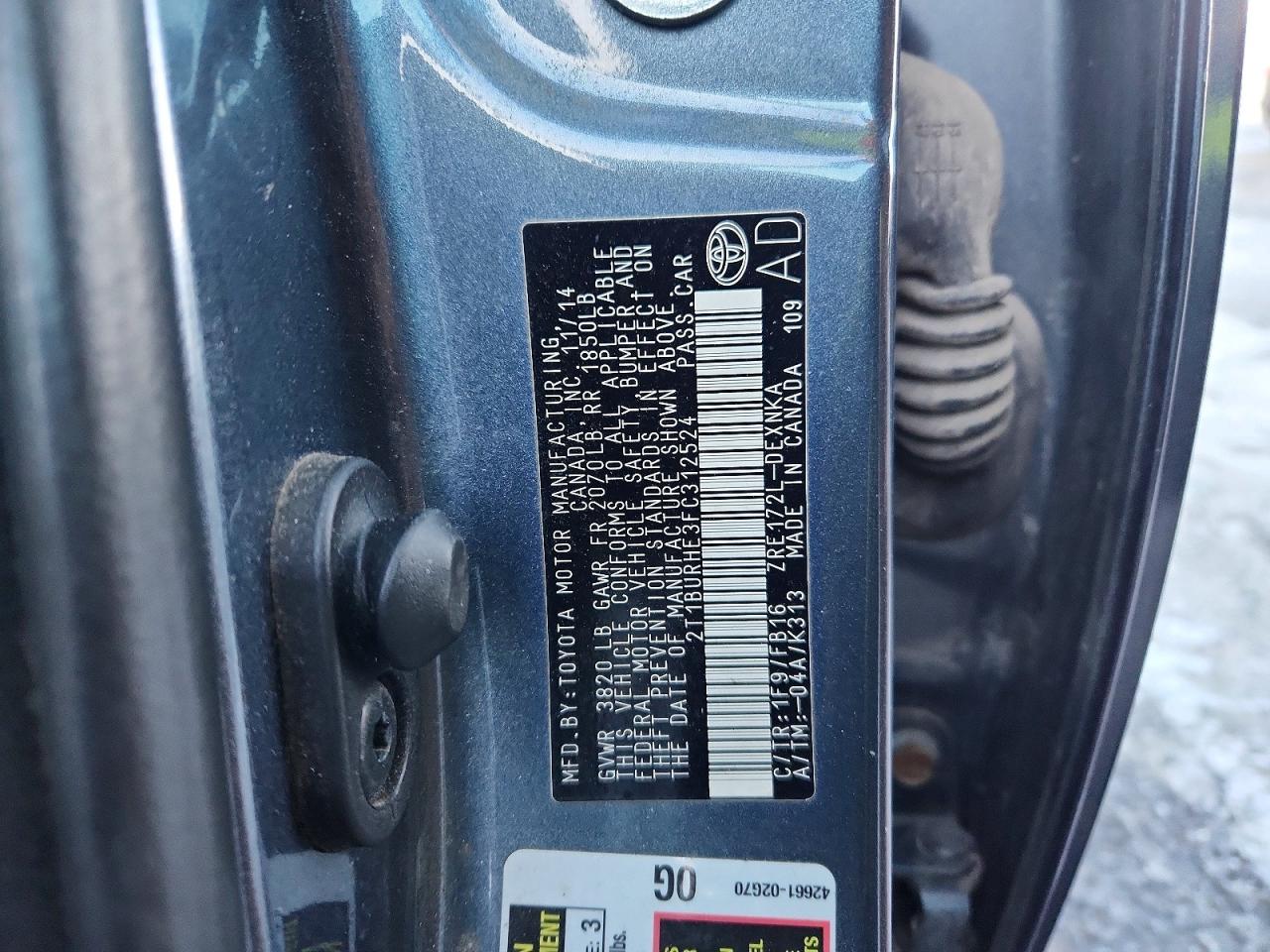 2015 TOYOTA COROLLA L photo 12