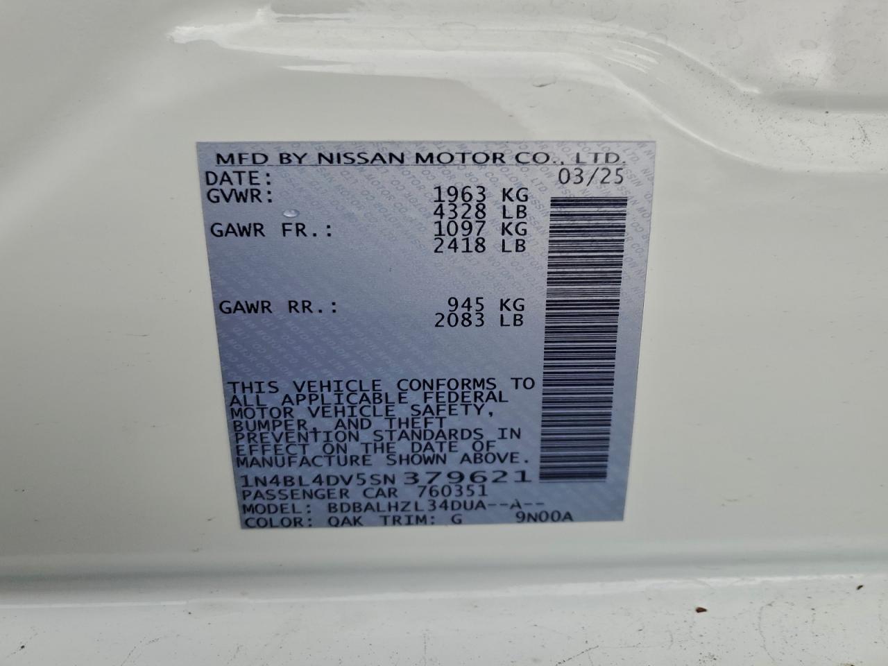 2025 NISSAN ALTIMA SV photo 12