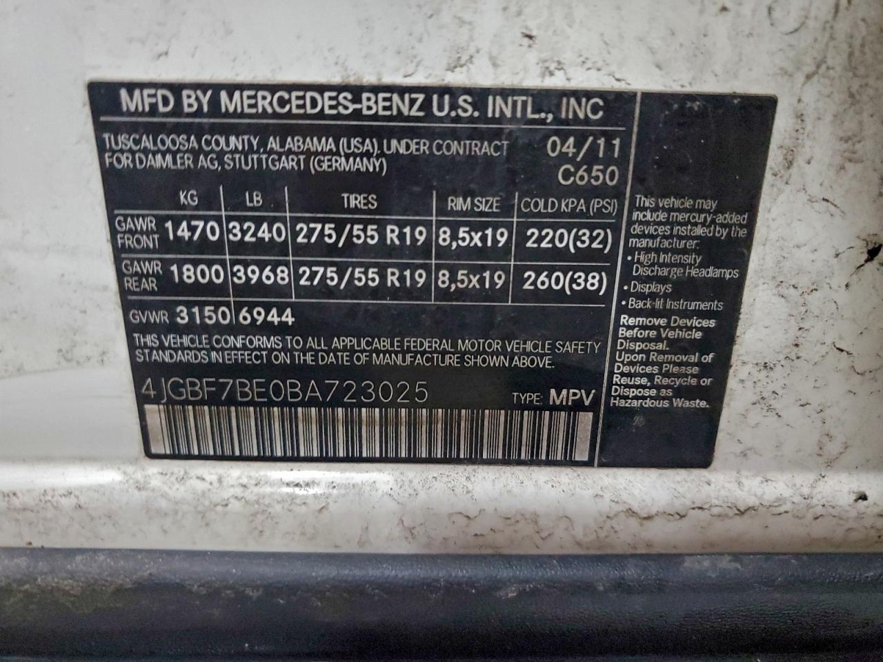 2011 MERCEDES-BENZ GL 450 4MATIC photo 13