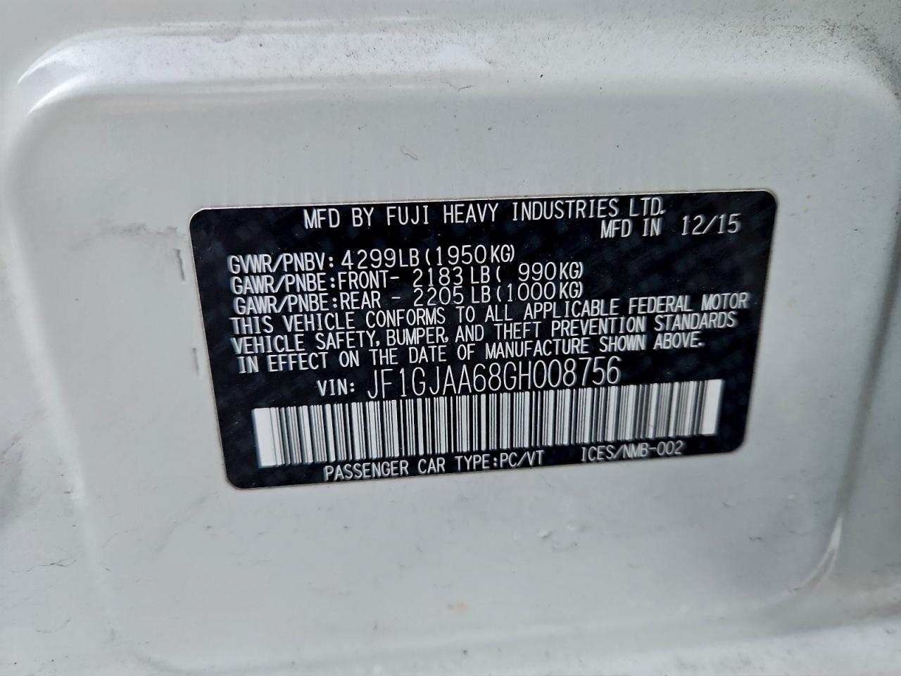 2016 SUBARU IMPREZA photo 12