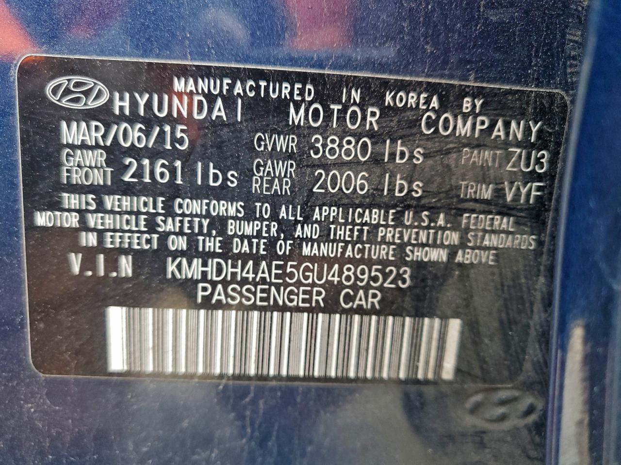 2016 HYUNDAI ELANTRA SE photo 12