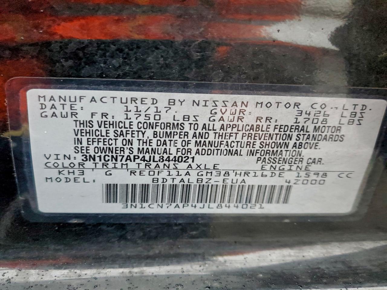 2018 NISSAN VERSA S photo 13