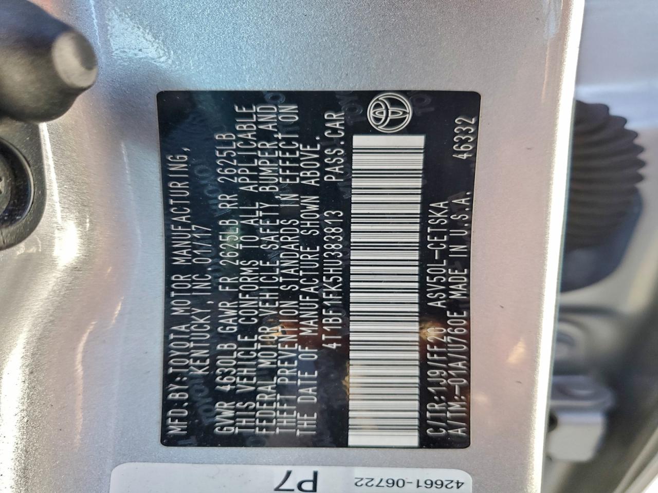 2017 TOYOTA CAMRY LE photo 12
