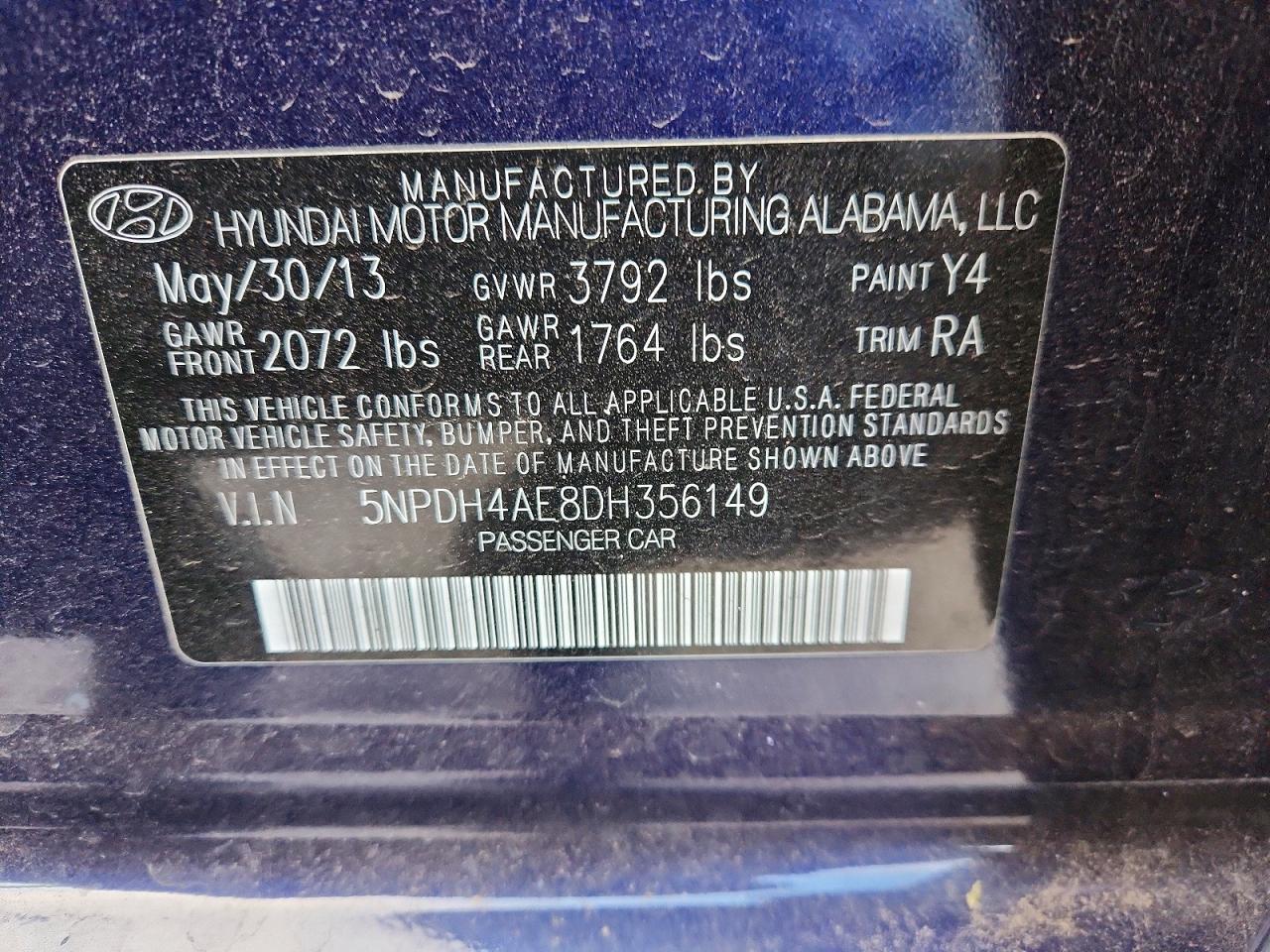 2013 HYUNDAI ELANTRA GLS photo 12