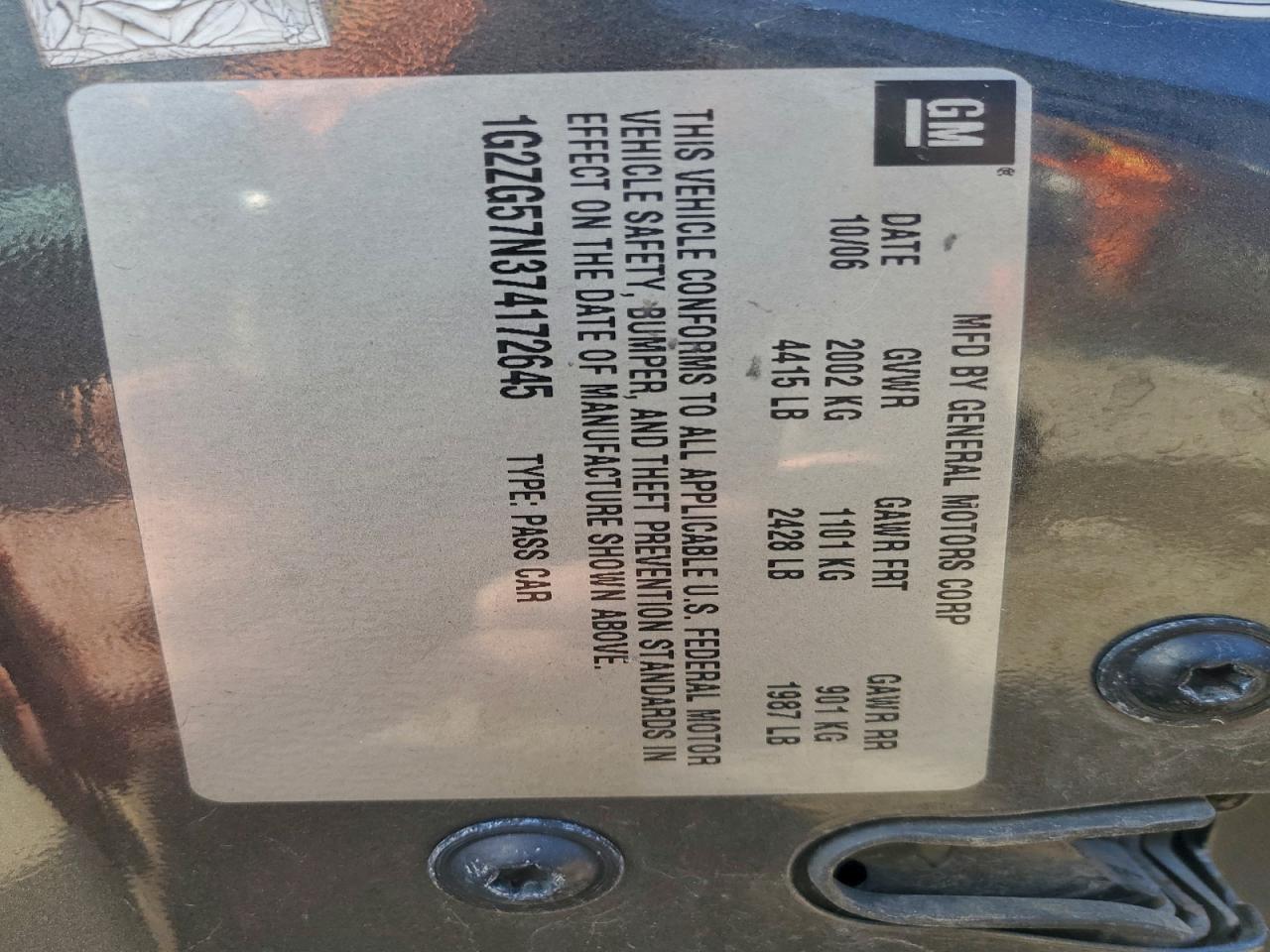 2007 PONTIAC G6 BASE photo 12