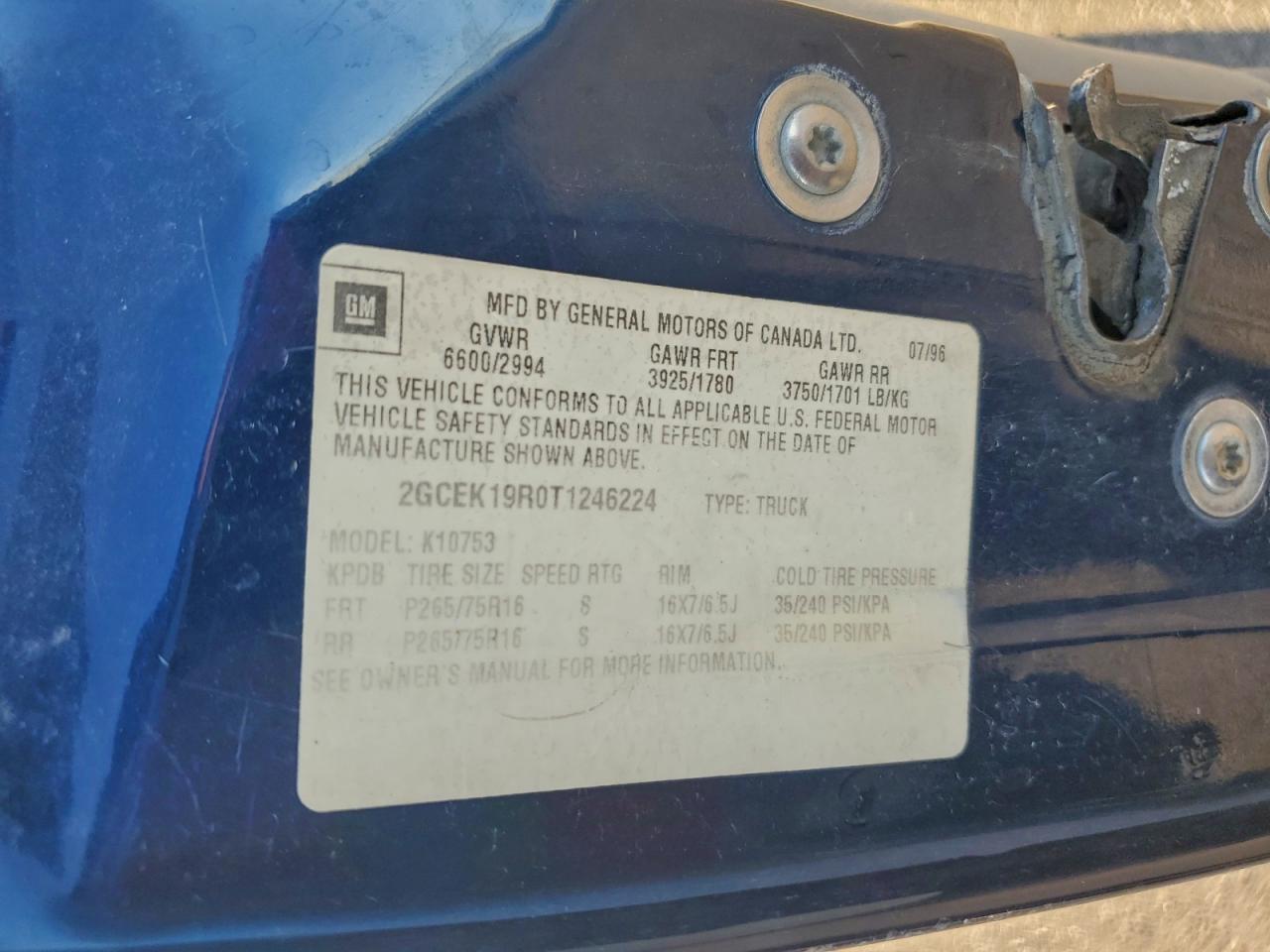 1996 CHEVROLET GMT-400 K1500 photo 12