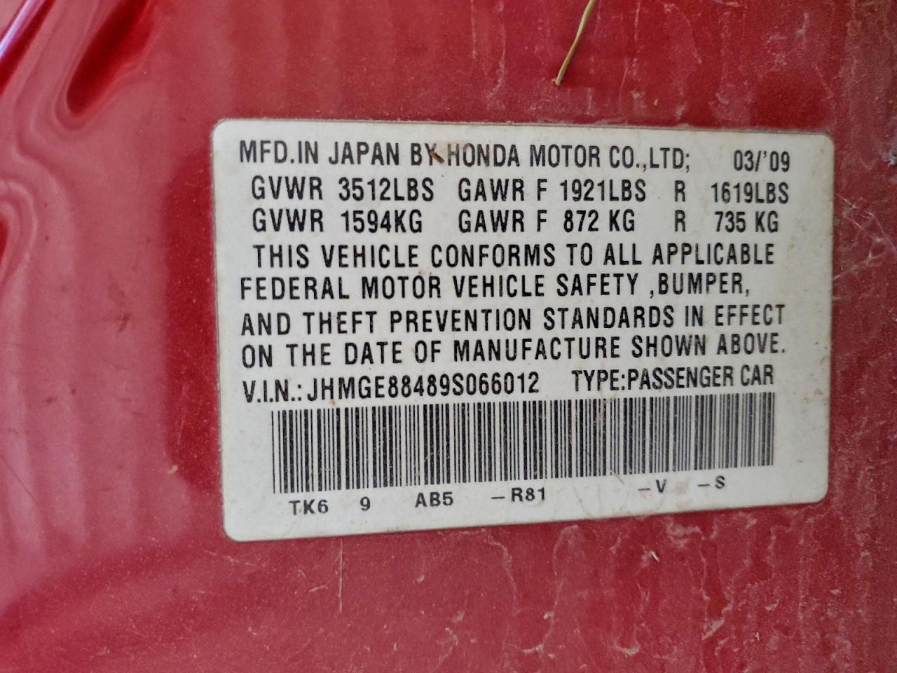 2009 HONDA FIT SPORT photo 13