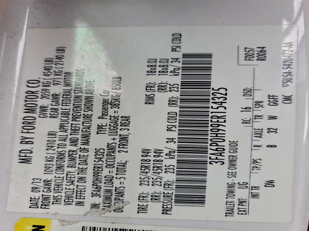 2014 FORD FUSION SE photo 12