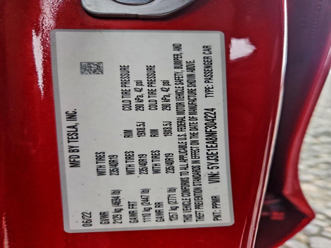2022 TESLA MODEL 3 photo 12