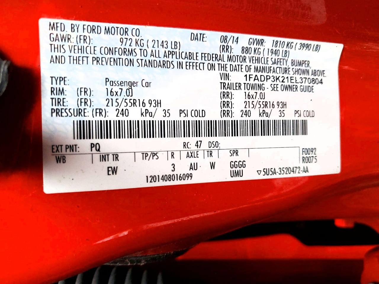 2014 FORD FOCUS SE photo 13