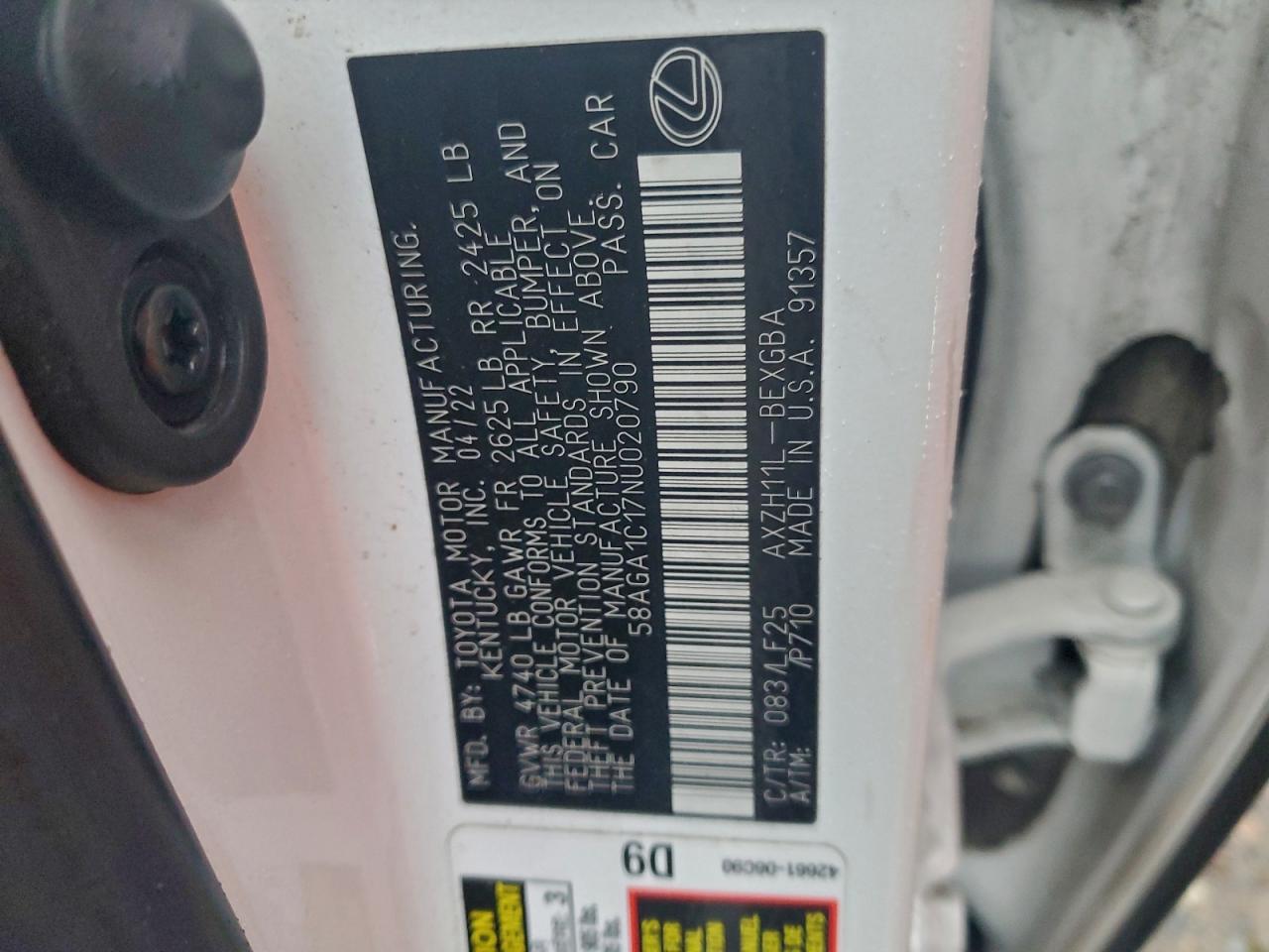 2022 LEXUS ES 300H BASE photo 12