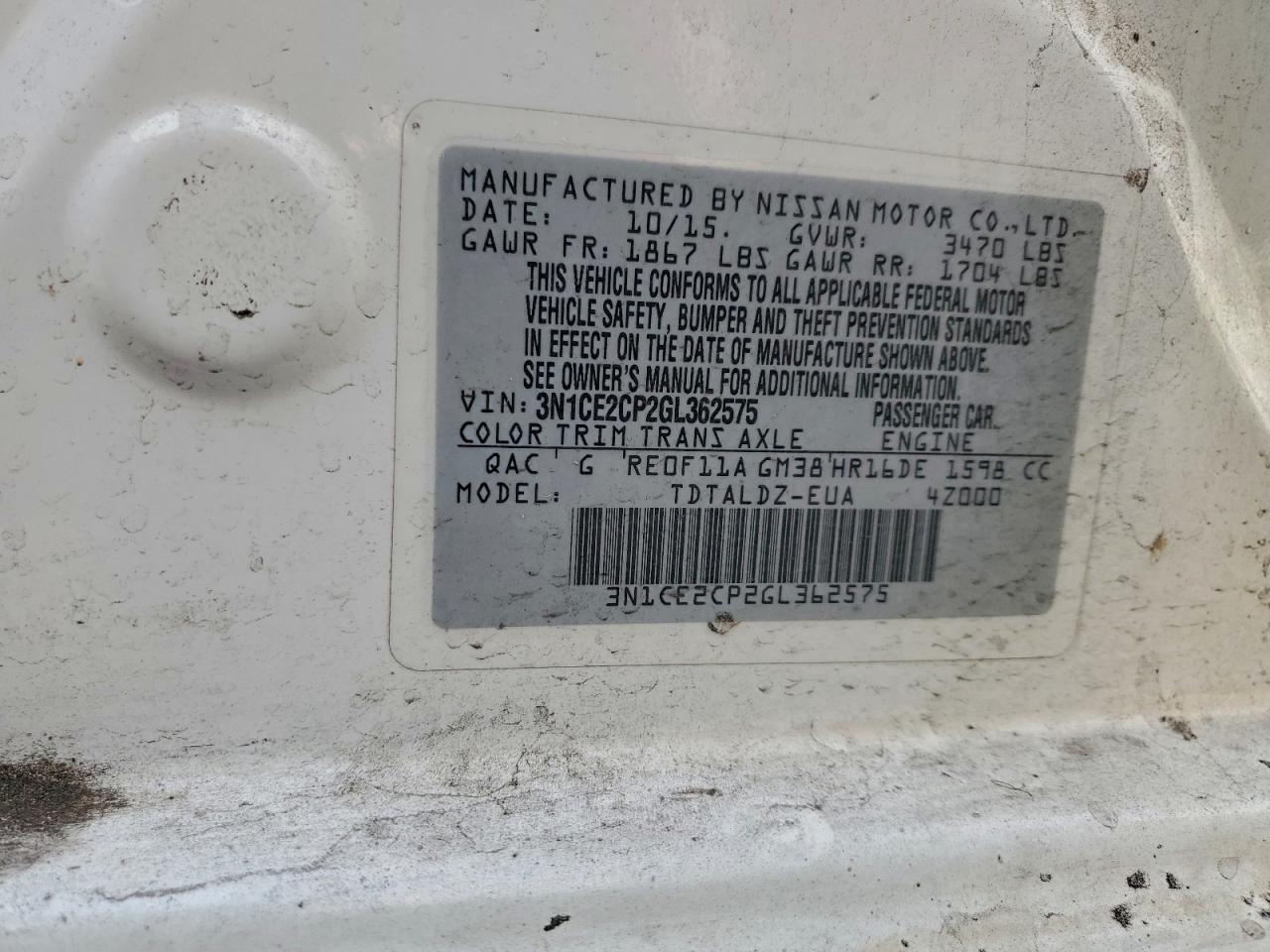 2016 NISSAN VERSA NOTE S photo 12