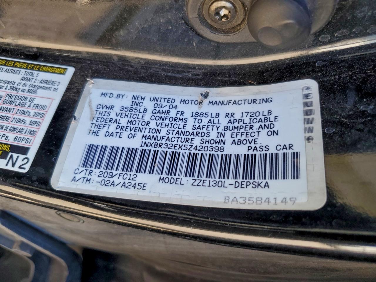 2005 TOYOTA COROLLA CE photo 12