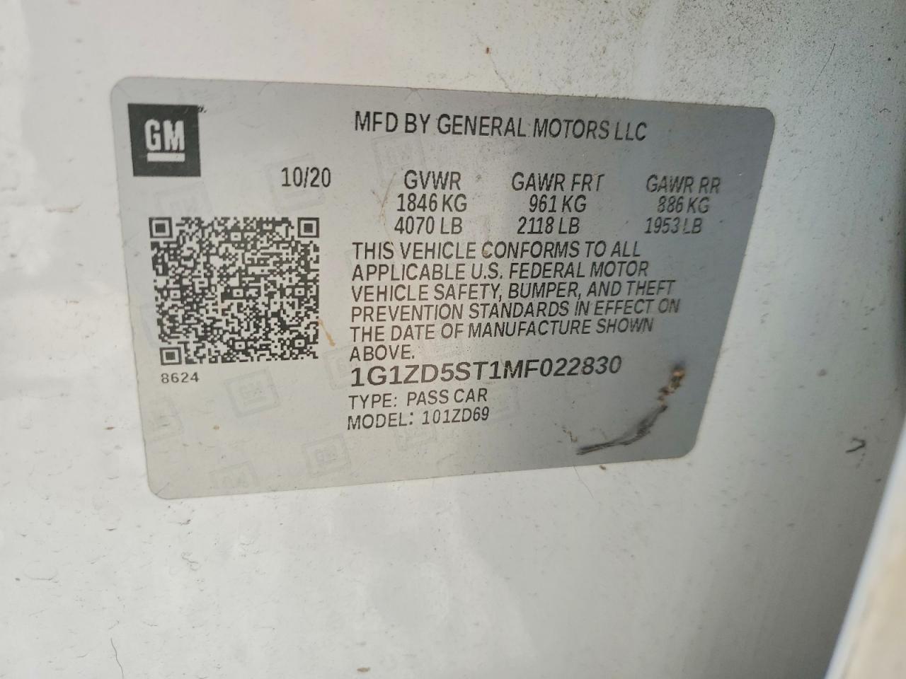 2021 CHEVROLET MALIBU LT photo 12
