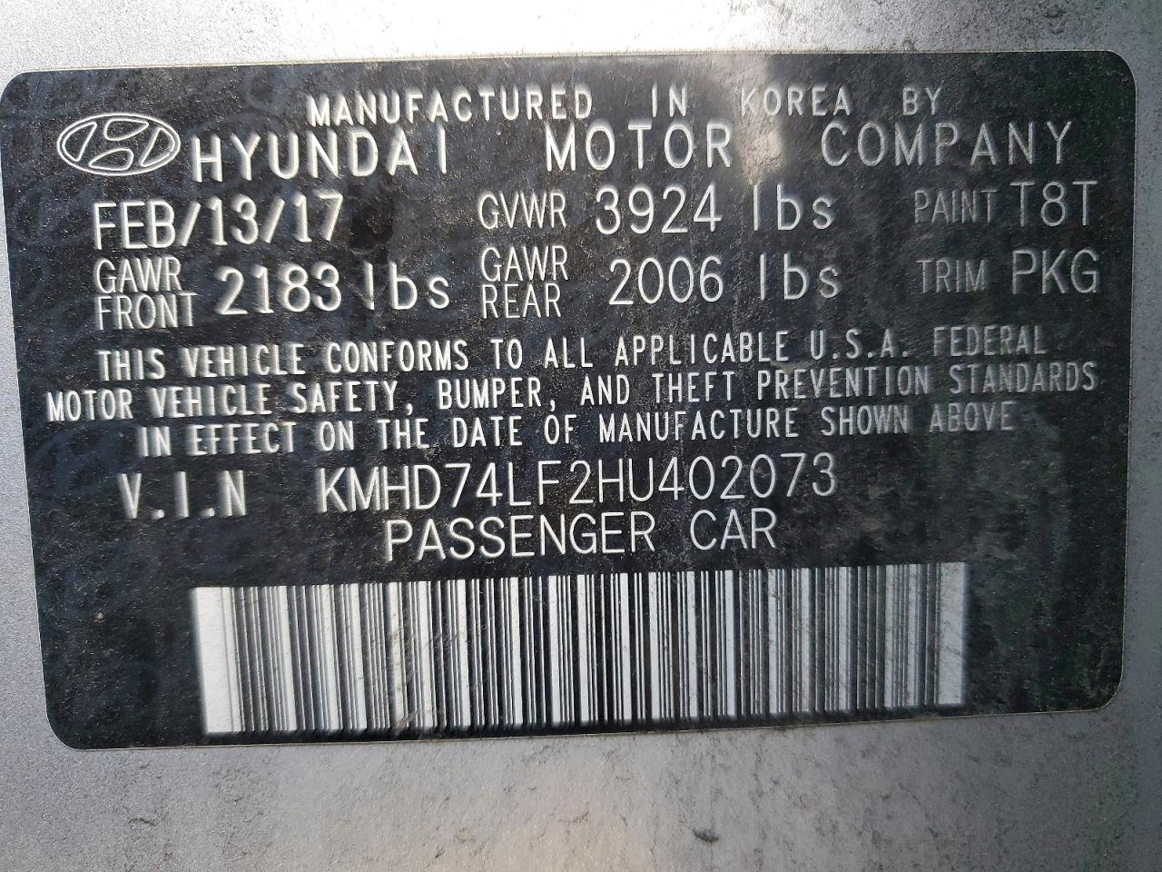 2017 HYUNDAI ELANTRA SE photo 12