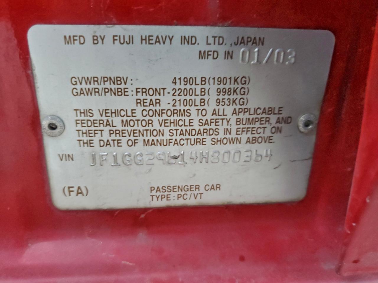 2004 SUBARU IMPREZA WRX photo 12