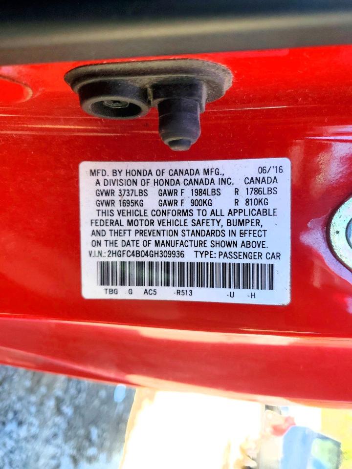 2016 HONDA CIVIC LX photo 12