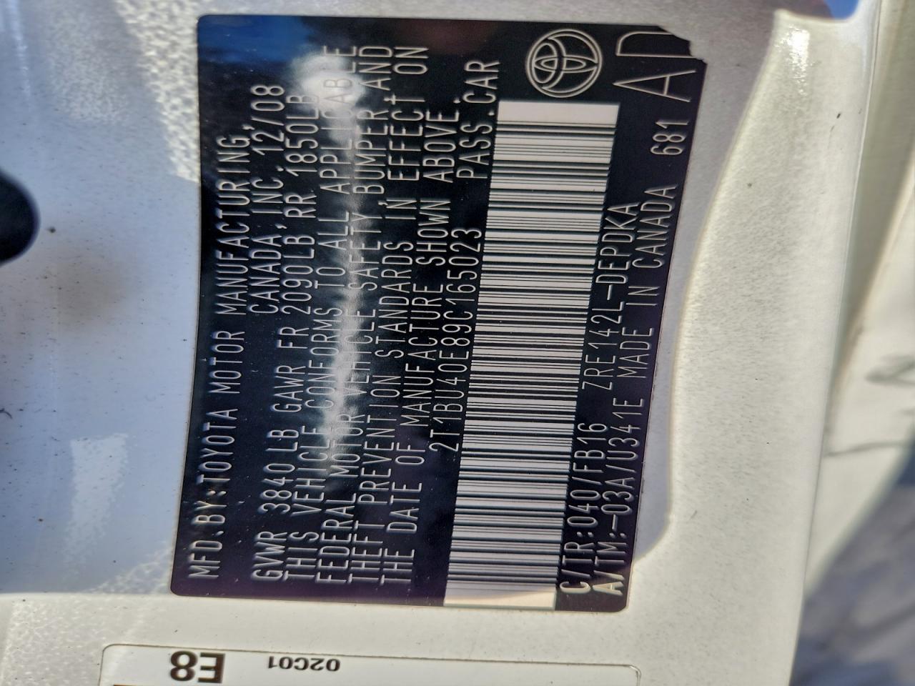 2009 TOYOTA COROLLA BASE photo 12