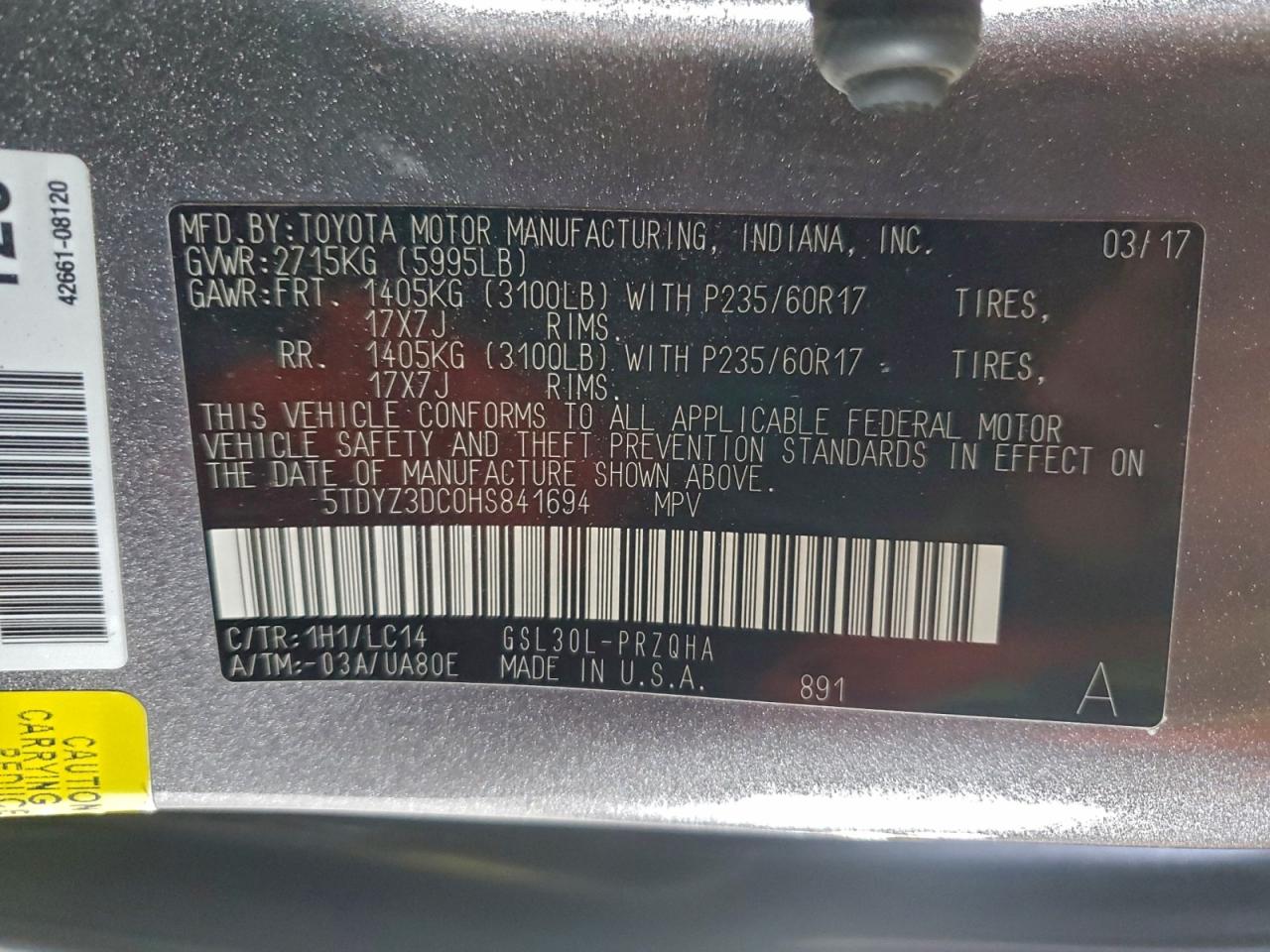 2017 TOYOTA SIENNA XLE photo 25