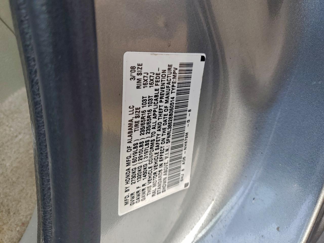 2008 HONDA ODYSSEY EXL photo 13