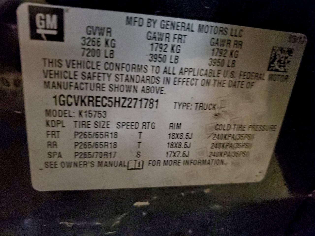 2017 CHEVROLET SILVERADO K1500 LT photo 12