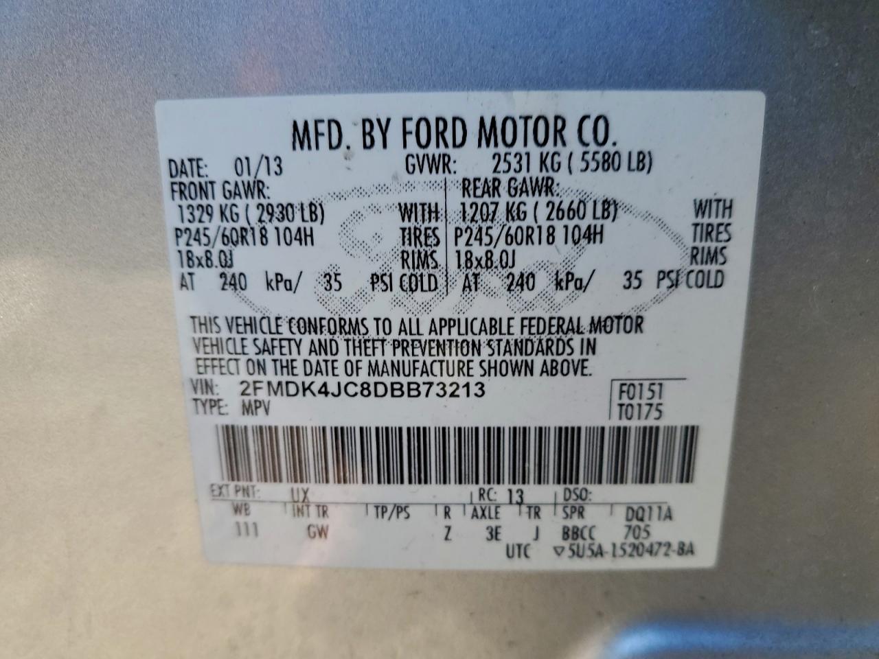 2013 FORD EDGE SEL photo 13