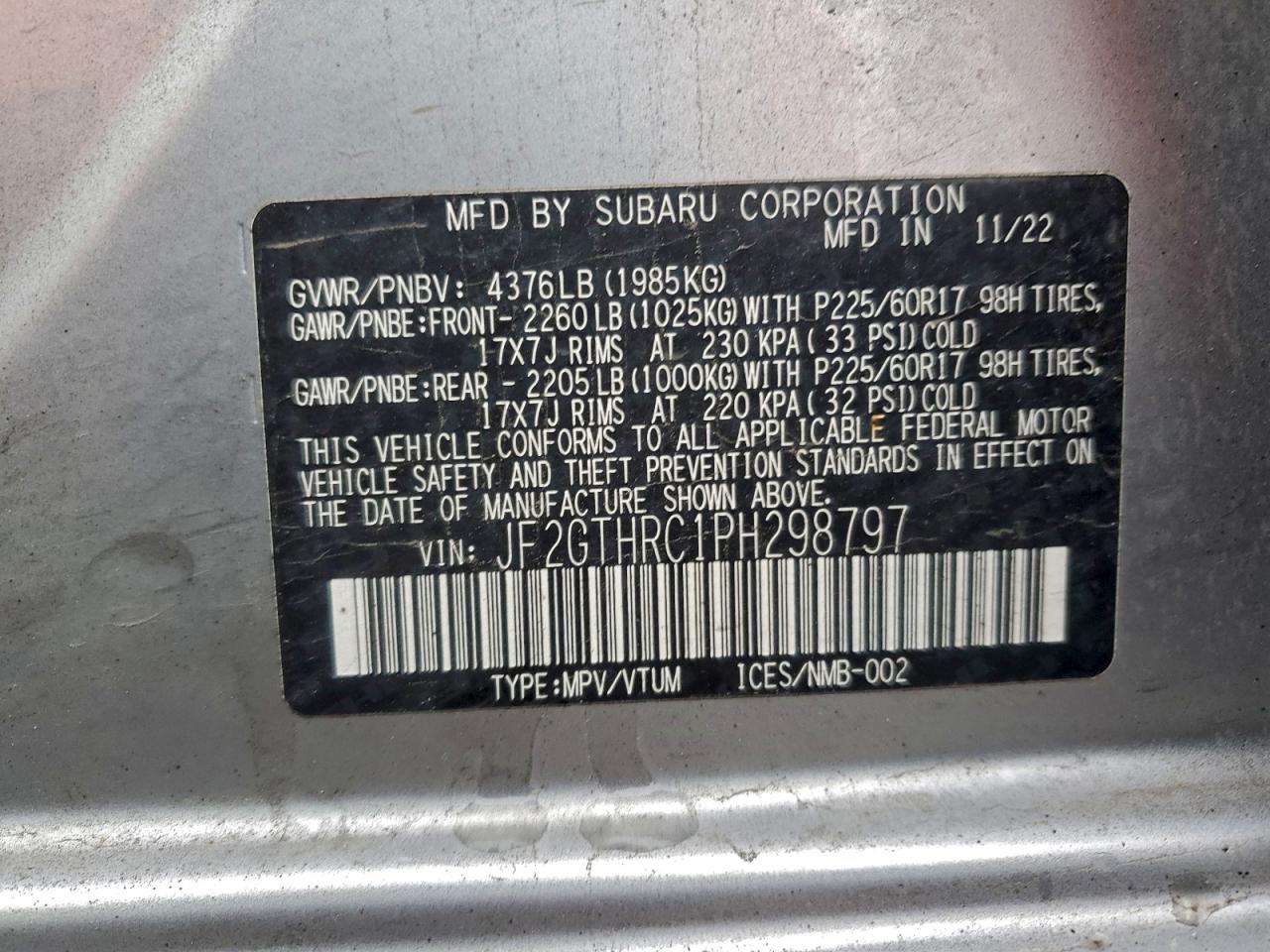 2023 SUBARU CROSSTREK SPORT photo 12
