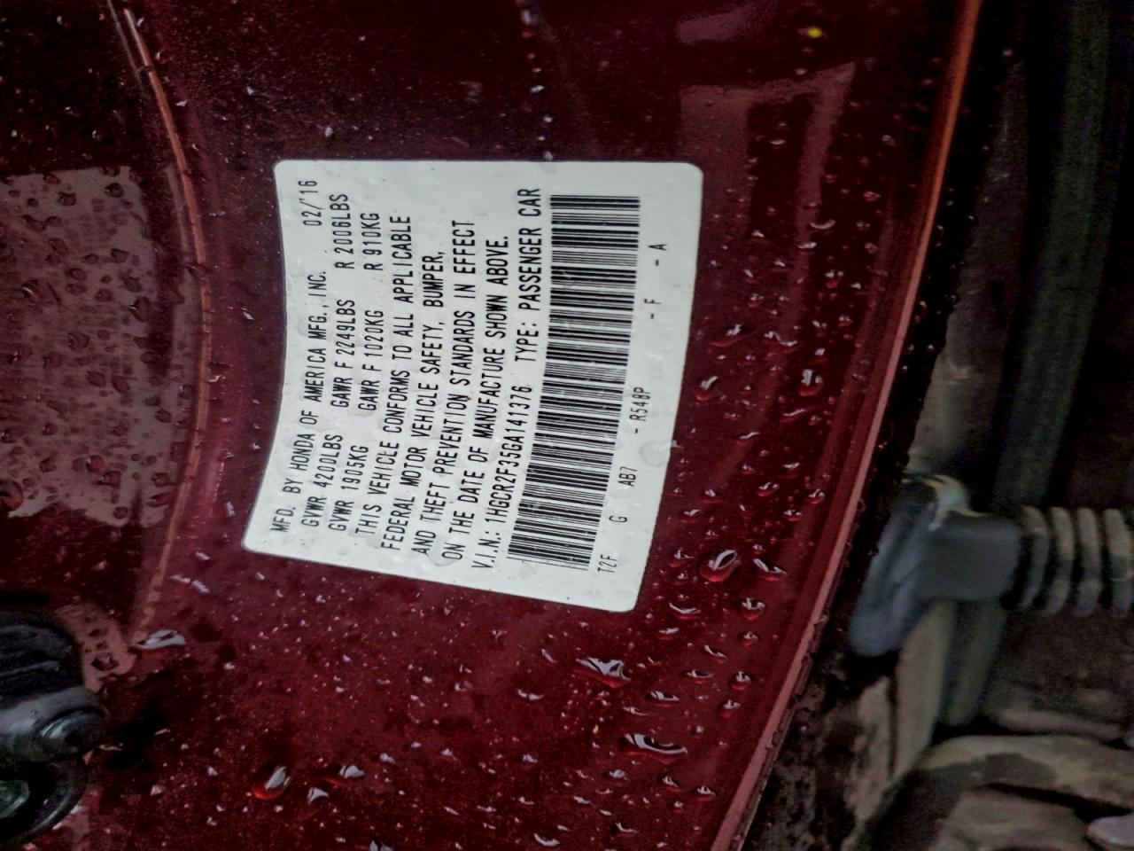 2016 HONDA ACCORD LX photo 12