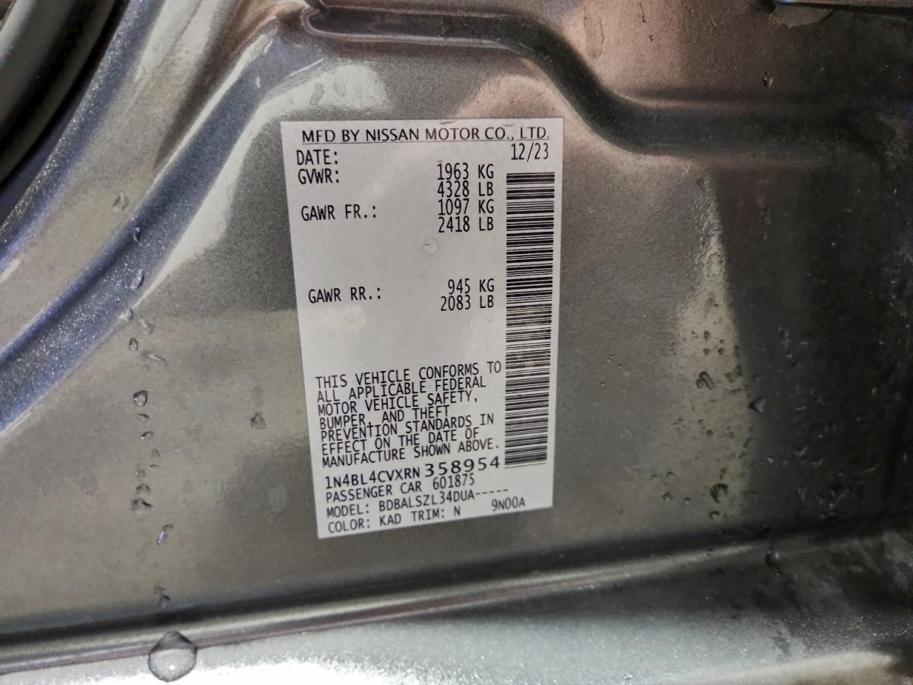 2024 NISSAN ALTIMA SR photo 12