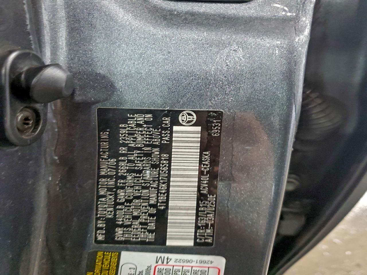 2007 TOYOTA CAMRY CE photo 12