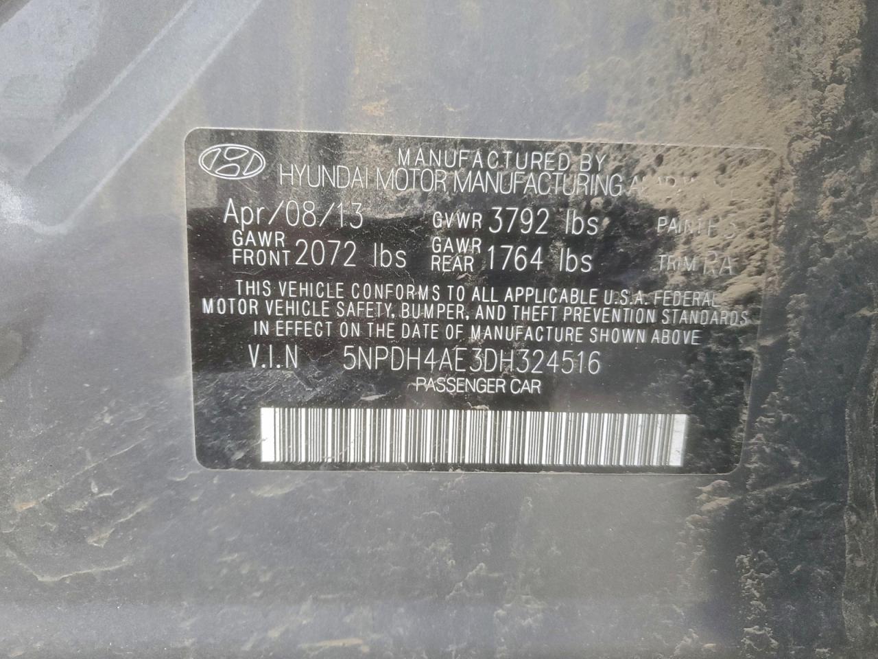 2013 HYUNDAI ELANTRA GLS photo 13