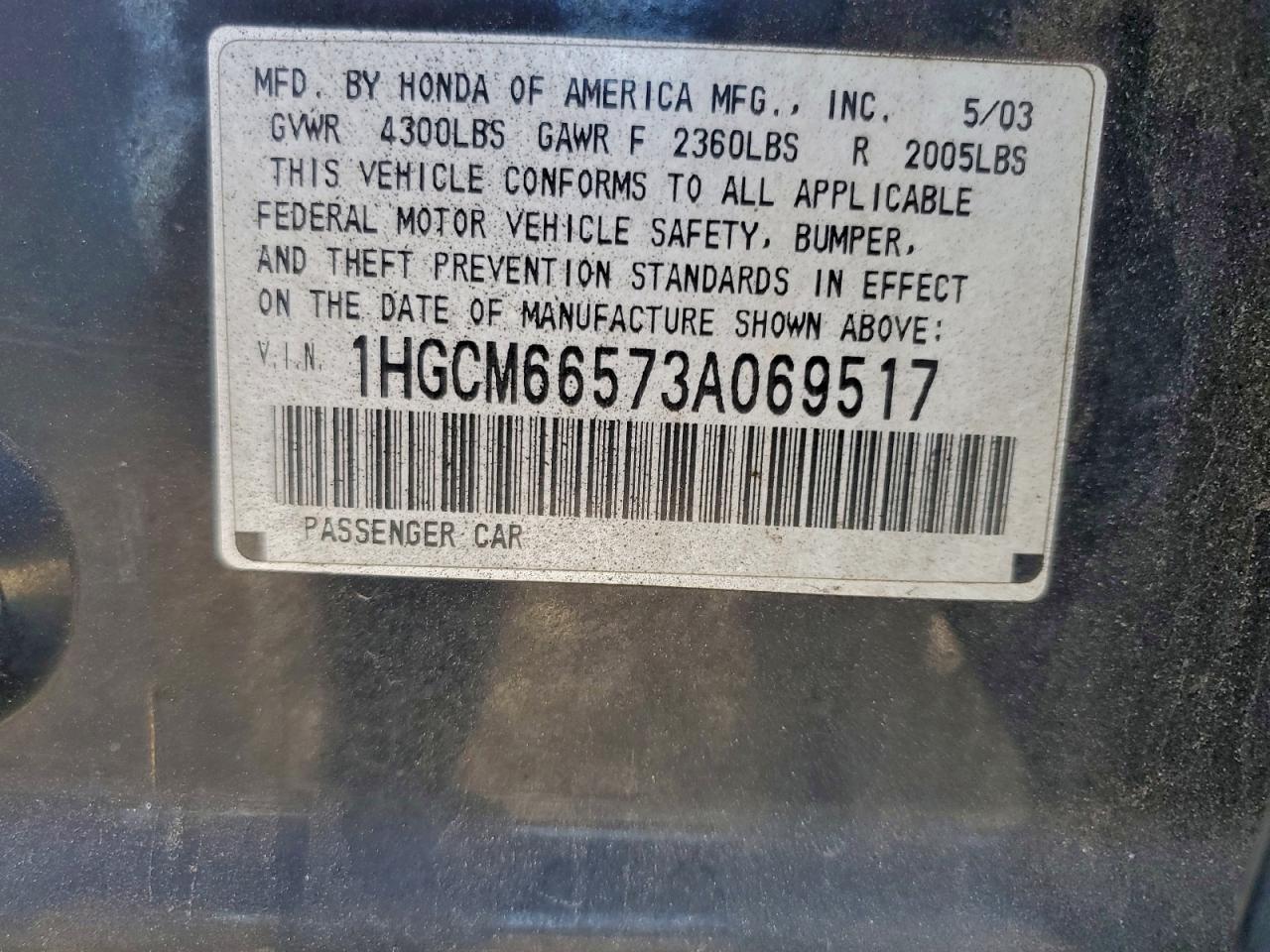 2003 HONDA ACCORD EX photo 12