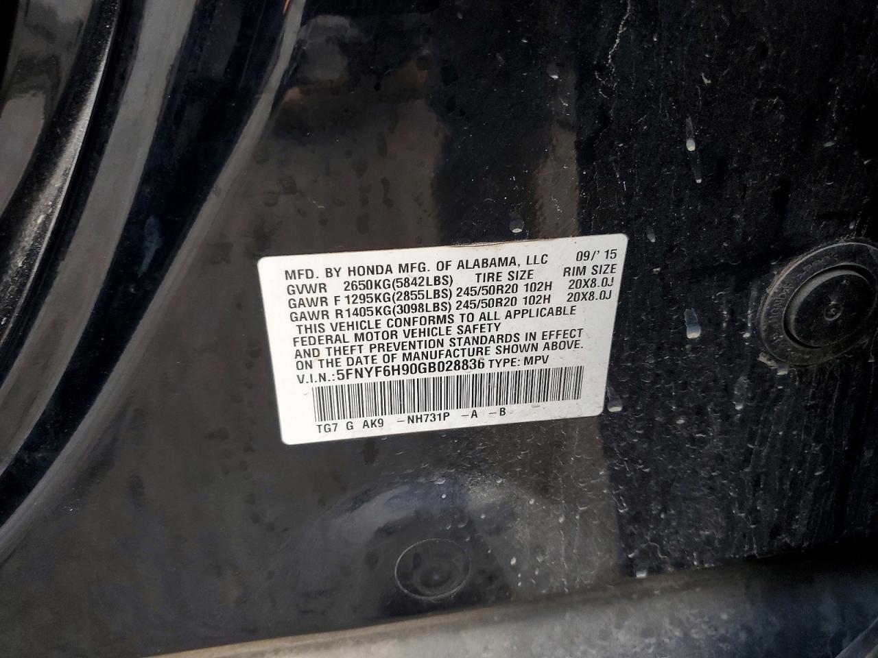 2016 HONDA PILOT TOURING photo 13